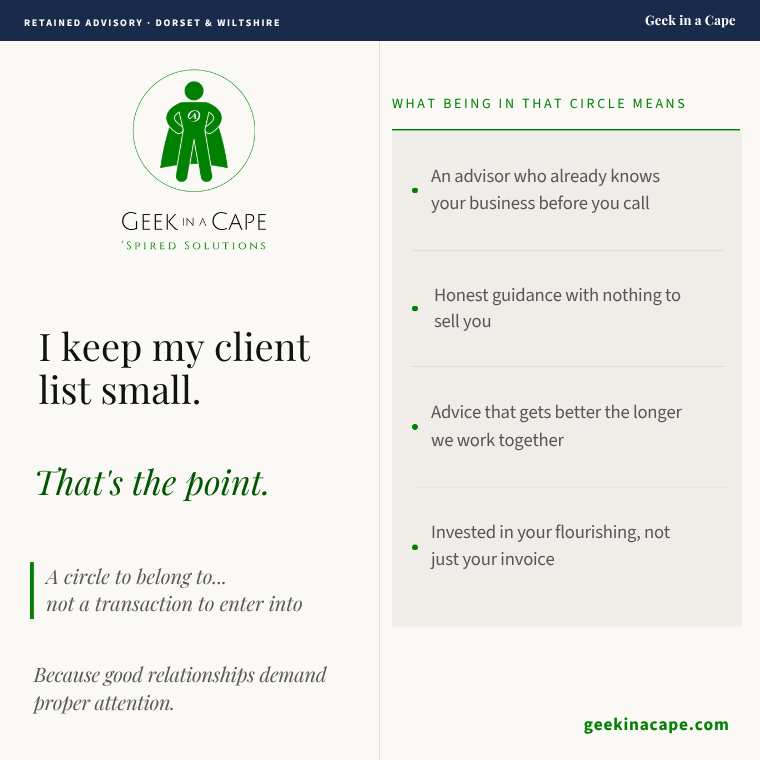 I keep my client list small. That's the point.